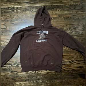 Brown Lehigh Lacrosse Vintage Hoodie Size Large